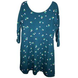 Old Navy Floral Green Modest Dress XL Extra Large